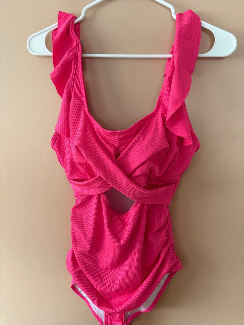 Amazon Hot Pink Ruffled One-Piece Swimsuit